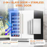 30 Inch Wine and Beverage Refrigerator, 37 - 64℉ Dual Zone Wine Cooler with Digi
