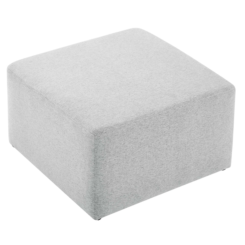 Callum 28 Inch Square Ottoman in Heathered Weave Light Gray - Heathered Woven Fabric - Versatile Coffee Table and