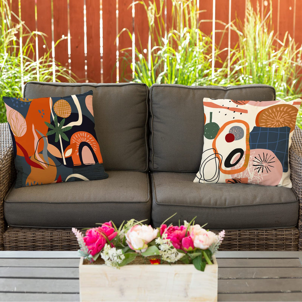 Burnt Orange Abstract Throw Pillow Covers 18x18 Set of 4 Boho Geometric Pillow Covers Accent Minimalist for Couch