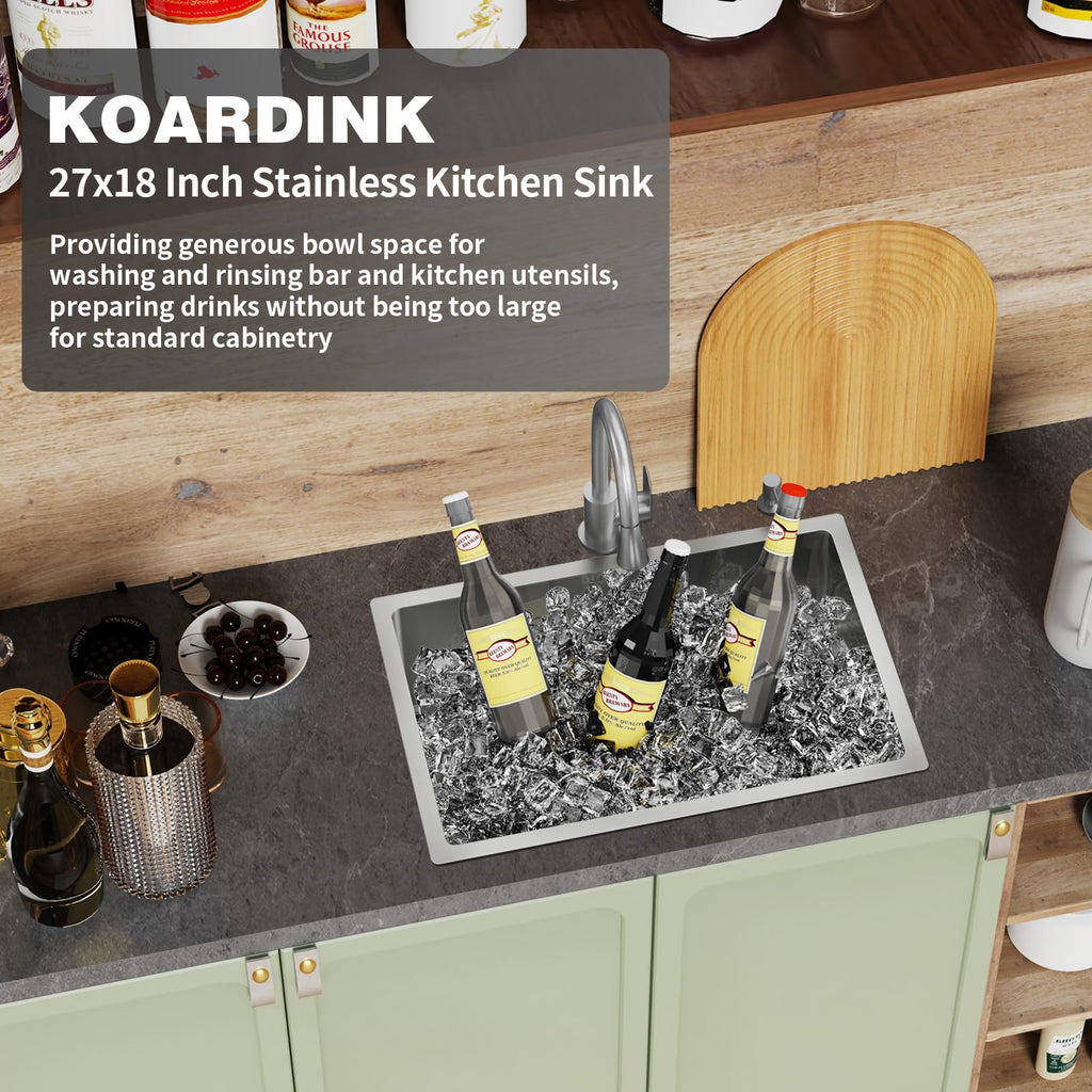 27x18 And Bar Sink, Stainless Steel, Undermount