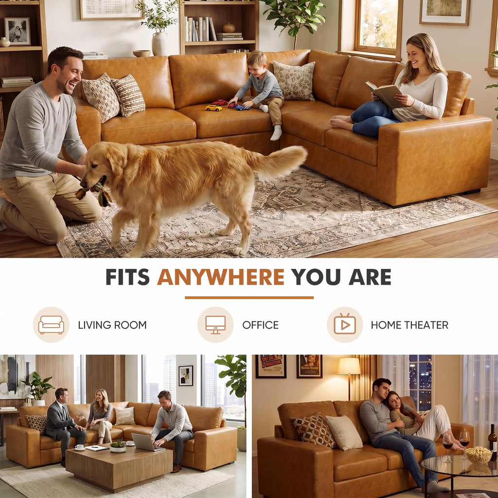 Oversized Modular V Shaped Sectional Couches, 7 Seater Comfy Sofa with Wide Armrest, Thick Spring Cushions, Luxury
