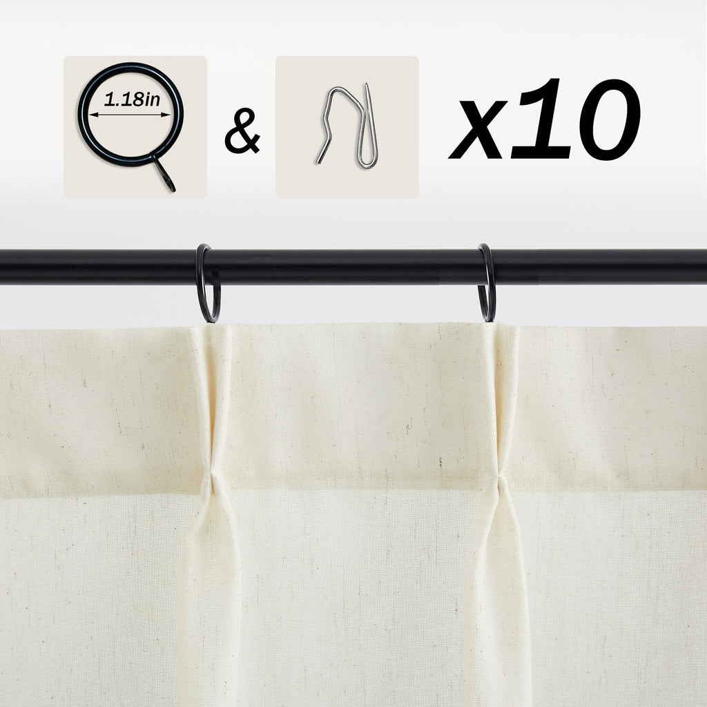 Cafe Curtains 20 inch Length, Kitchen Curtain Sets for Windows Sheer Linen Pinch Pleat Cafe Curtains for Smll Window