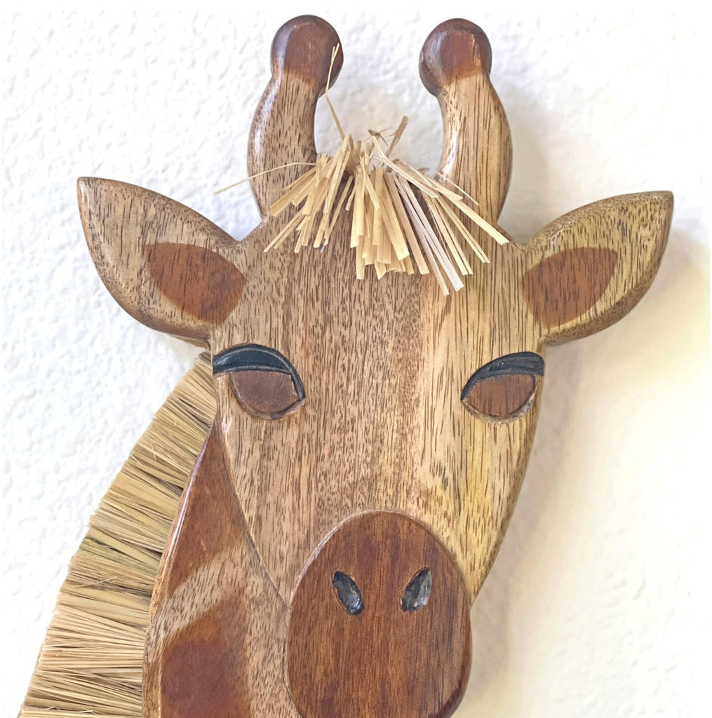 Handmade Wooden Safari Wall Decor, Wood Animal Wall Art and Gender Neutral Safari Room Decor, Giraffe, 21" x 8"