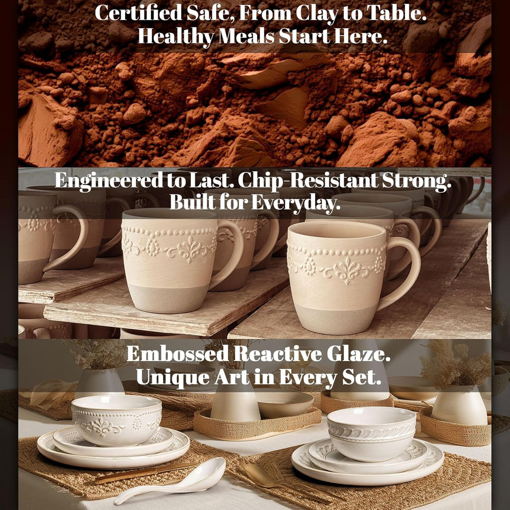 Plates And Bowls Sets, 16 Pieces Dinnerware Sets, Dish Set For 4, Ceramic Kitchen Bowl And Plate Set