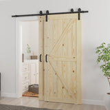 Double 36"x80" Bypass Barn Door with 6.6FT Track Hardware Kit Included, Unfinished Solid Wood, DIY S