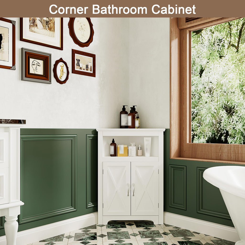 Corner Storage Cabinet with Barn Door Design
