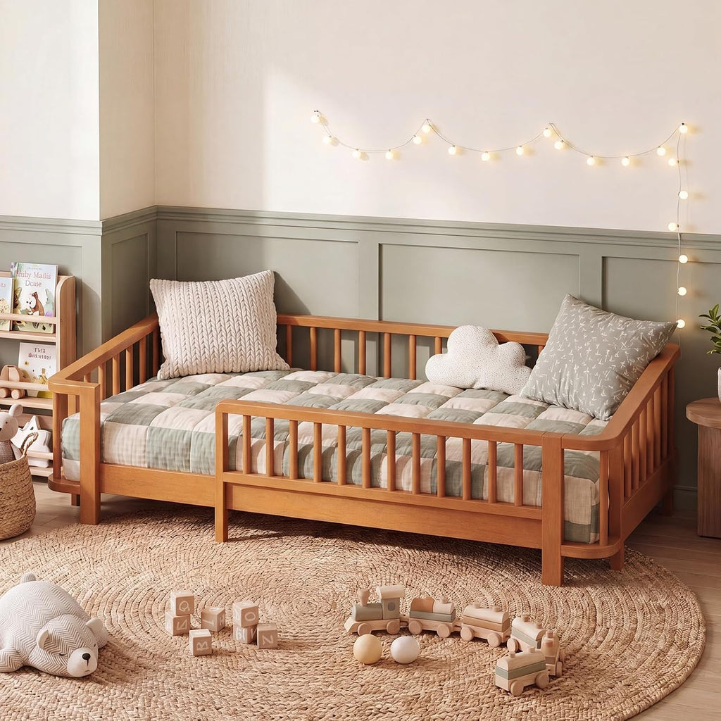 Bed Frames for Kids, Solid Wood Montessori Toddler Floor Bed Frame