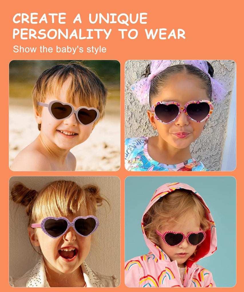 Toddler Girls Sunglasses Polarized Heart-Sunglasses for Kids girls
