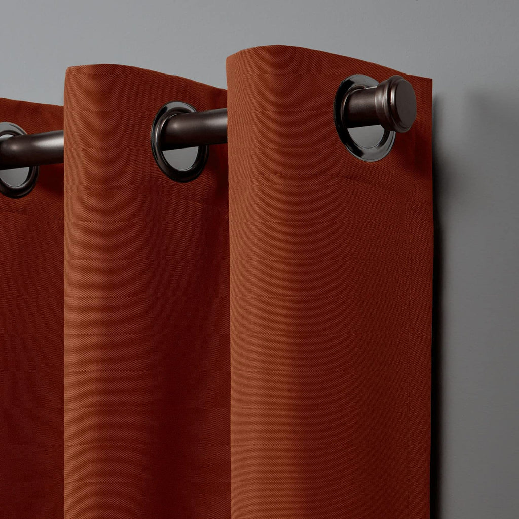 Canvas Indoor/Outdoor Grommet Top Curtain Panel Pair, 54"x84", Orange Marmalade
