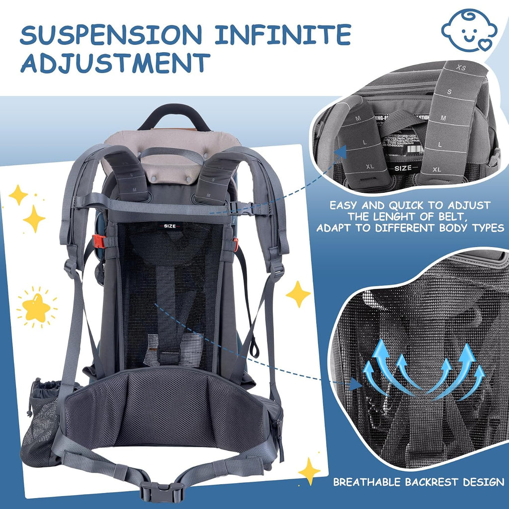 Hiking Baby Carrier Backpack, Lightweight Child Carrier, Breathable Mesh Toddler Carrier for Outdoor Adventures