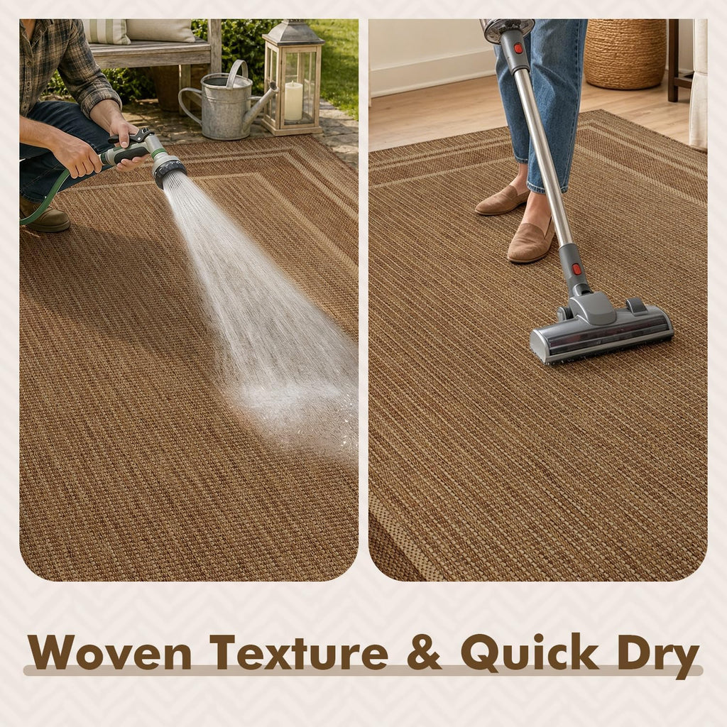 Outdoor Rug Patio Rug Polypropylene Indoor Outdoor Rugs Outdoor Carpet Deck Balcony Porch, Textured Weave
