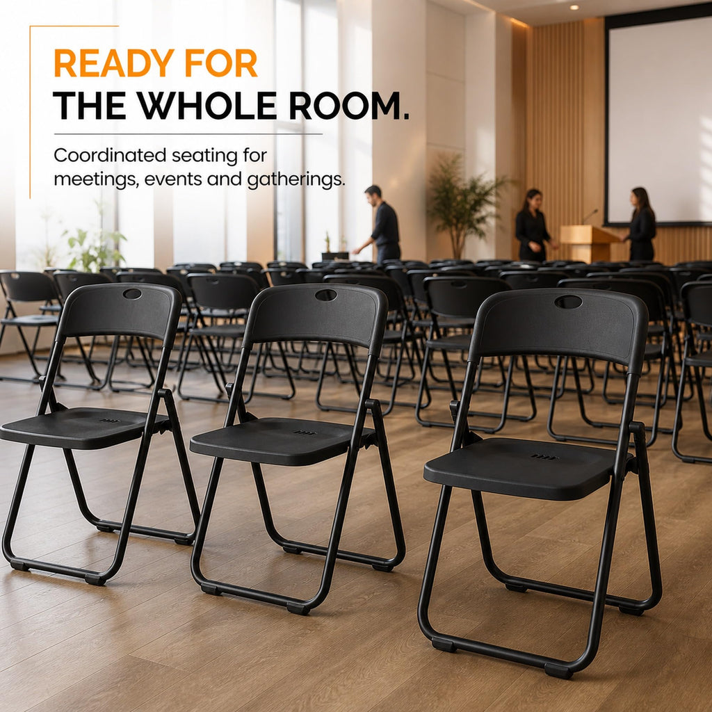 Heavy-Duty Folding Chairs 30 Pack, 350 Lbs Capacity Stackable Black