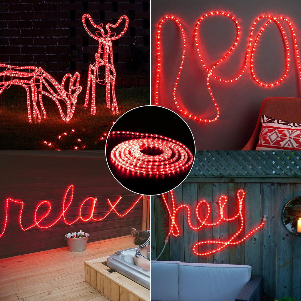 Red Rope Lights Connectable, 18ft 216 LED Christmas Lights Outdoor