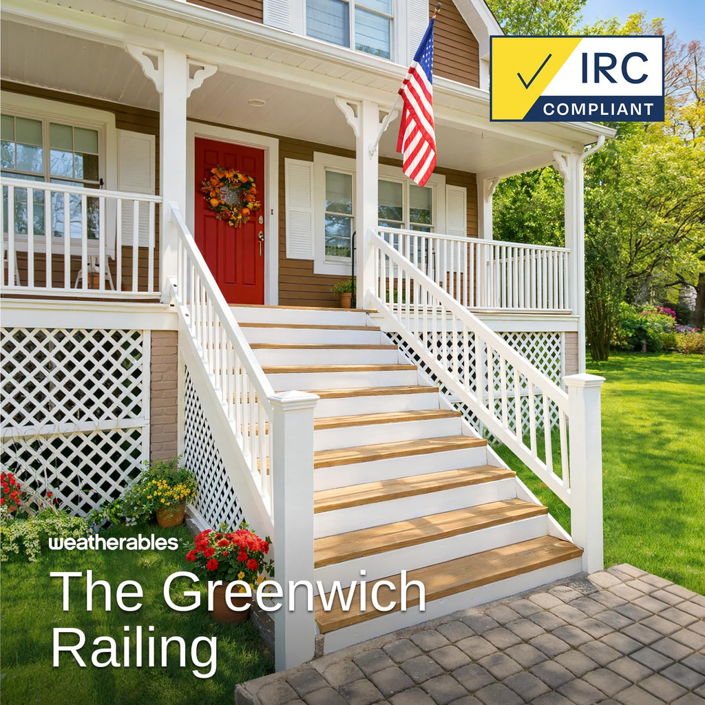 Greenwich Porch and Deck Gate Railing Kit - Vinyl Railing Kit for Decks, Porches, Balconies, and More, Versatile DIY