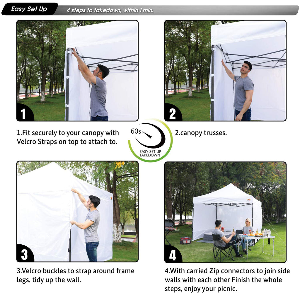 Canopy Side Wall Set 10x20, 4 Walls Only No Frame and Top White