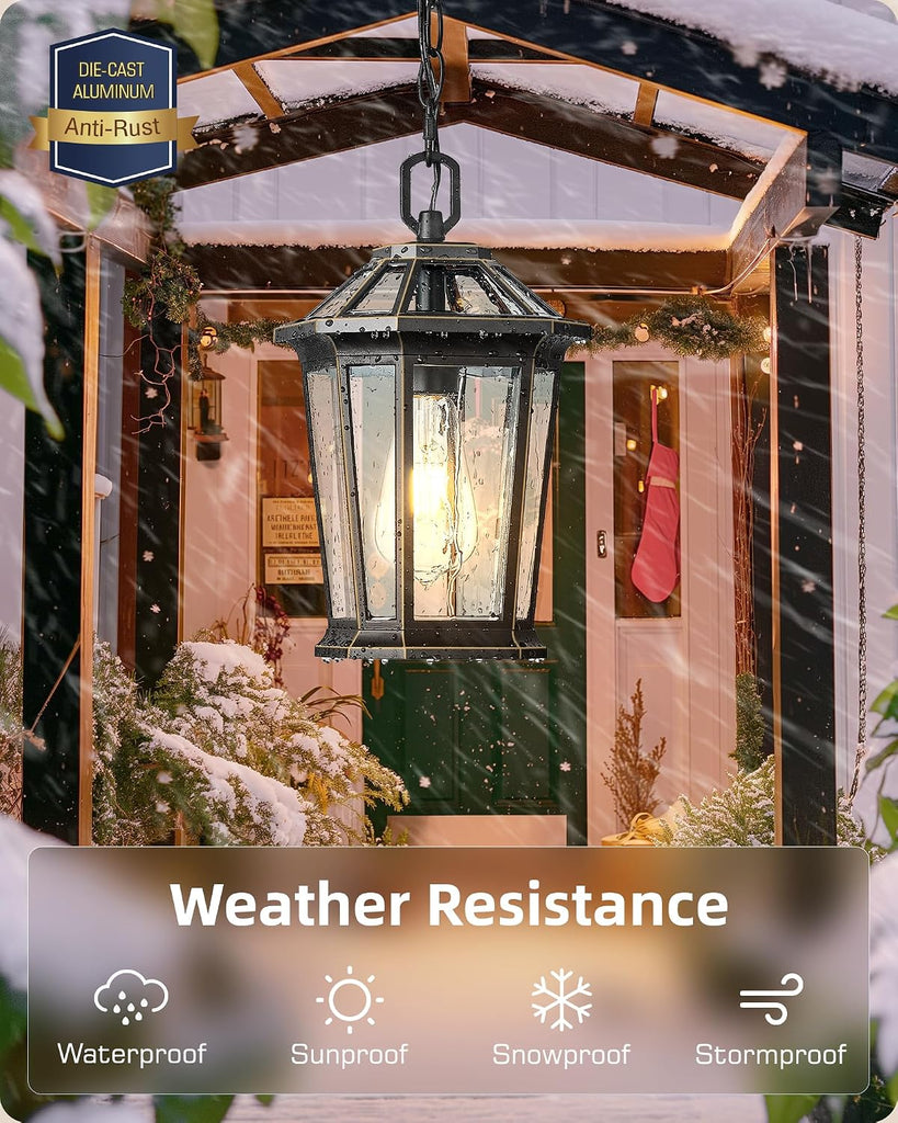 Outdoor Pendant Light Fixtures for Porch, Exterior Ceiling Hanging Lanterns