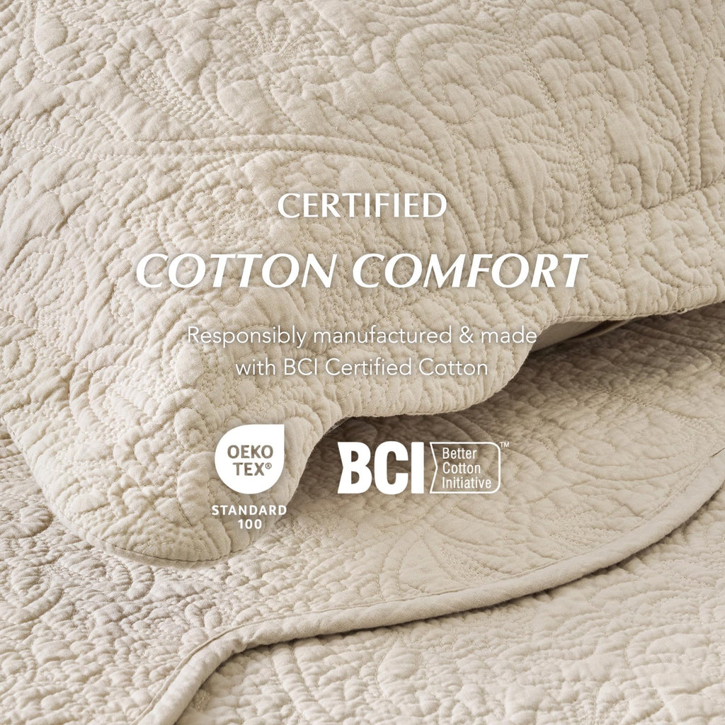 100% Cotton Scalloped Quilt Set, Birch