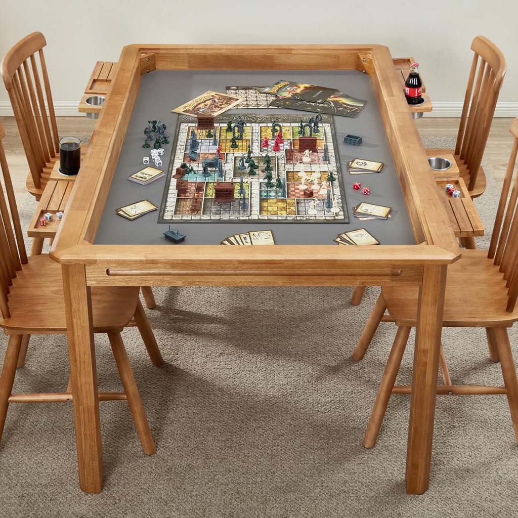 Board Game Table with Removable Table Top, Seats 4 to 6 Players with 57in 33in Play Area, Includes Play Mat