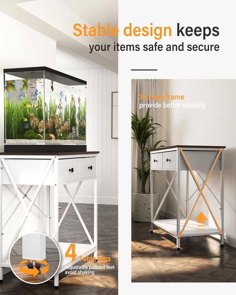 Fish Tank Stand with Drawer, 20-29 Gallon Aquarium Stand Easy Assemble