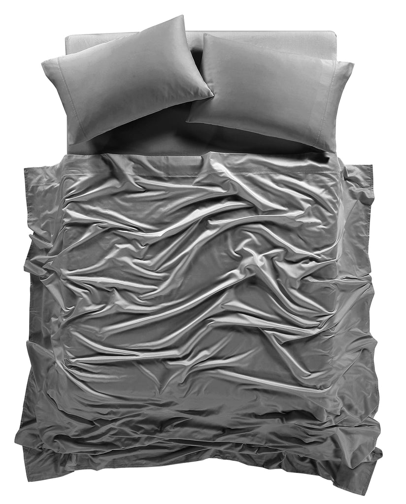 100% Supima Cotton Sheets 600 Thread Count, Bed Sheet Set Sheets 4 Pieces, Soft & Silk Sateen Weave, Fits