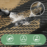 Waterproof Outdoor Rug 9' x 12' for Patio Decor, Reversible Plastic Straw Area Rugs for Camping Clea