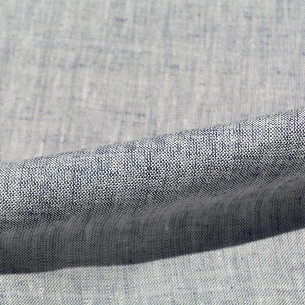 100% Linen Fabric by the Yard | Navy White Linen Fabric | Midweight Solid Weave 60 Inch Wide | Linen Material for