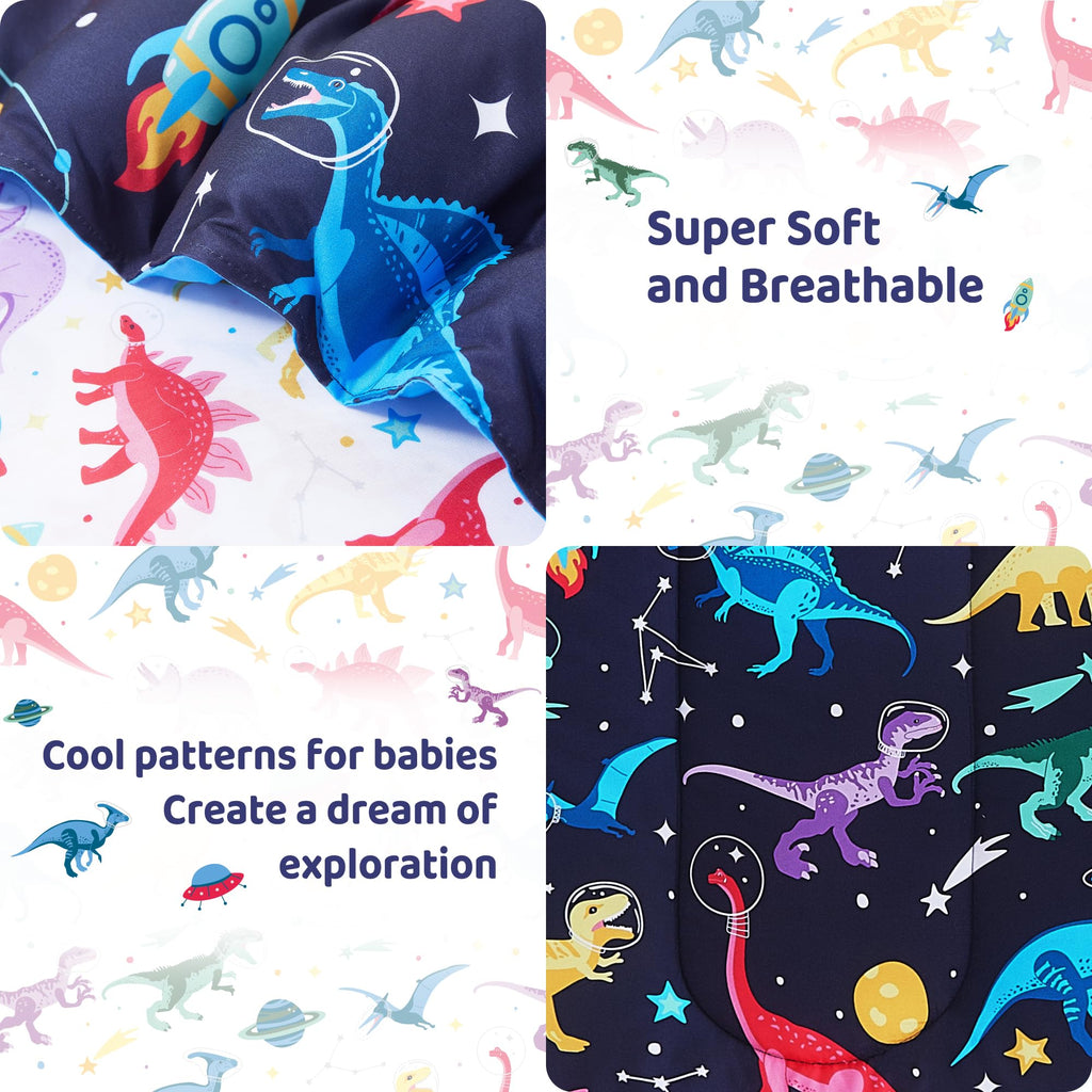 Toddler Bedding Set, Toddler Bed Comforter Sets for Girls, Toddler Bed Set, Space Dinosaur Printed