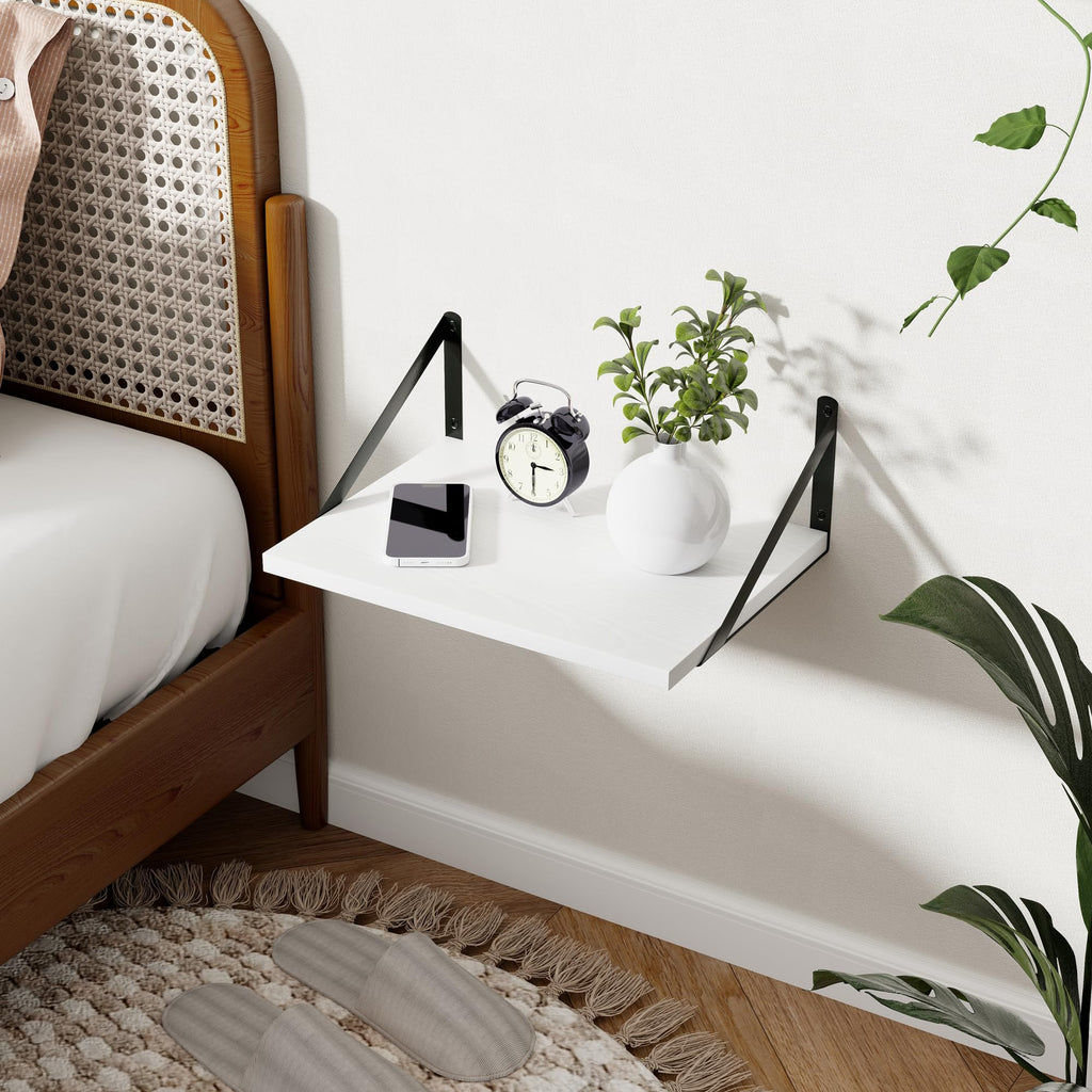 Deep Floating Shelves - 16 Inch Wide x 12 Inch Deep White Wall Shelves Set of 2-12 Inch Deep White Wood Shelves for