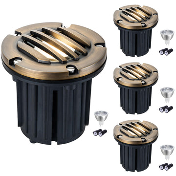 Brass Well Lights LED In Ground Lights Low Voltage Landscape Lighting 12V Outdoor Up Light for Pathway