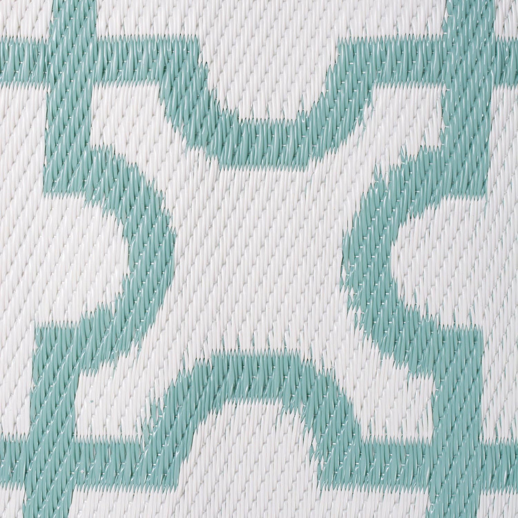 Reversible Outdoor Lattice Woven Rug, 4x6 Ft, Aqua