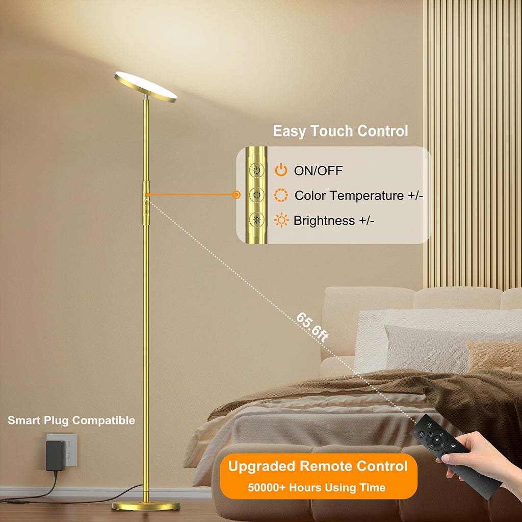 Floor Lamp, 36W Standing LED Lamp with Remote & Touch Control, Modern Torchiere Floor Lamp with