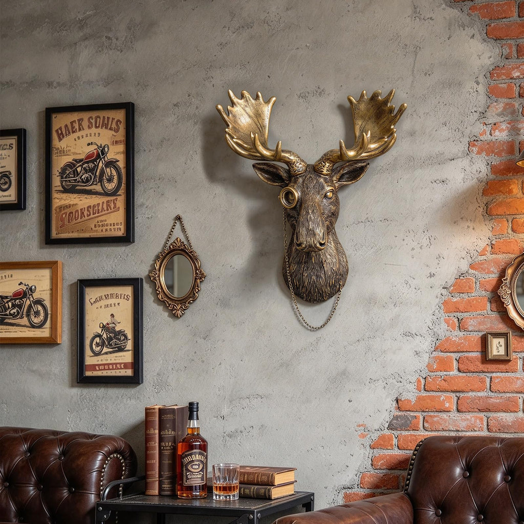 Animal Heads Wall Decoration Resin Animals Sculptures Head Wall Hanging Decor Gold vintage Wall Sculpture Bedroom