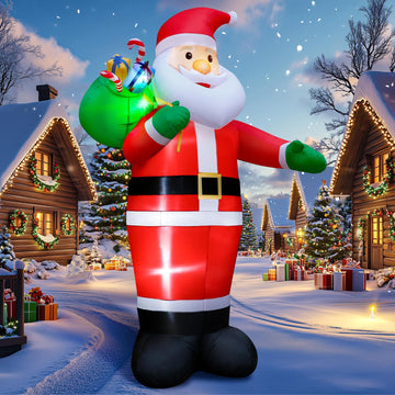 14FT Christmas Inflatable Santa Claus Outdoor Blow Up Yard Decorations, Giant Outside Standing Waterproof Smiling