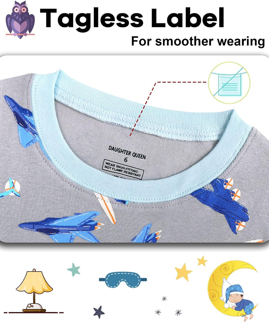 Boys Pajamas 4 Pieces Long Set 100% Cotton Sleepwear Months