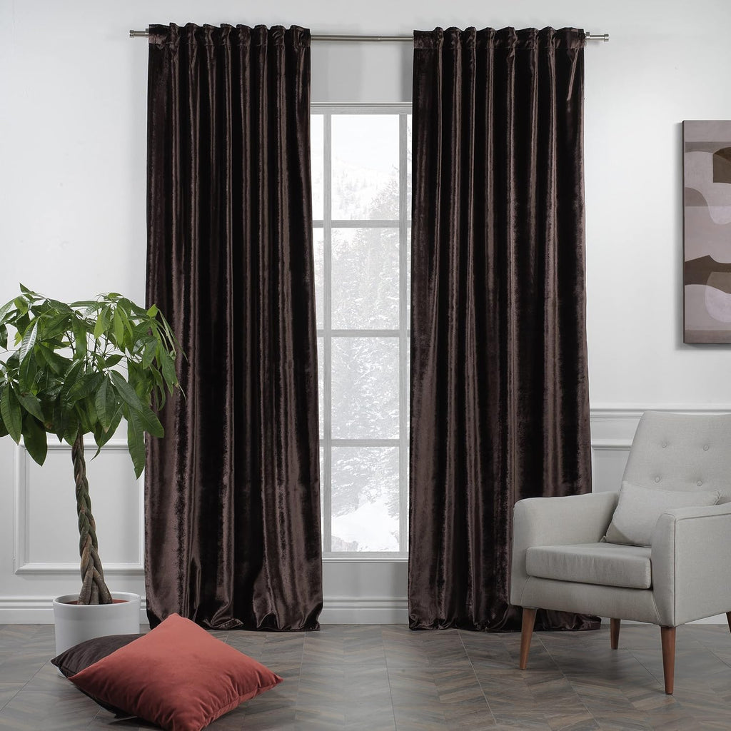 Extra Long Shiny Velvet Curtains Luxury Colors Light Blocking Hang Back Tap 1 Panel Curtain Custom Made Drapes - Made