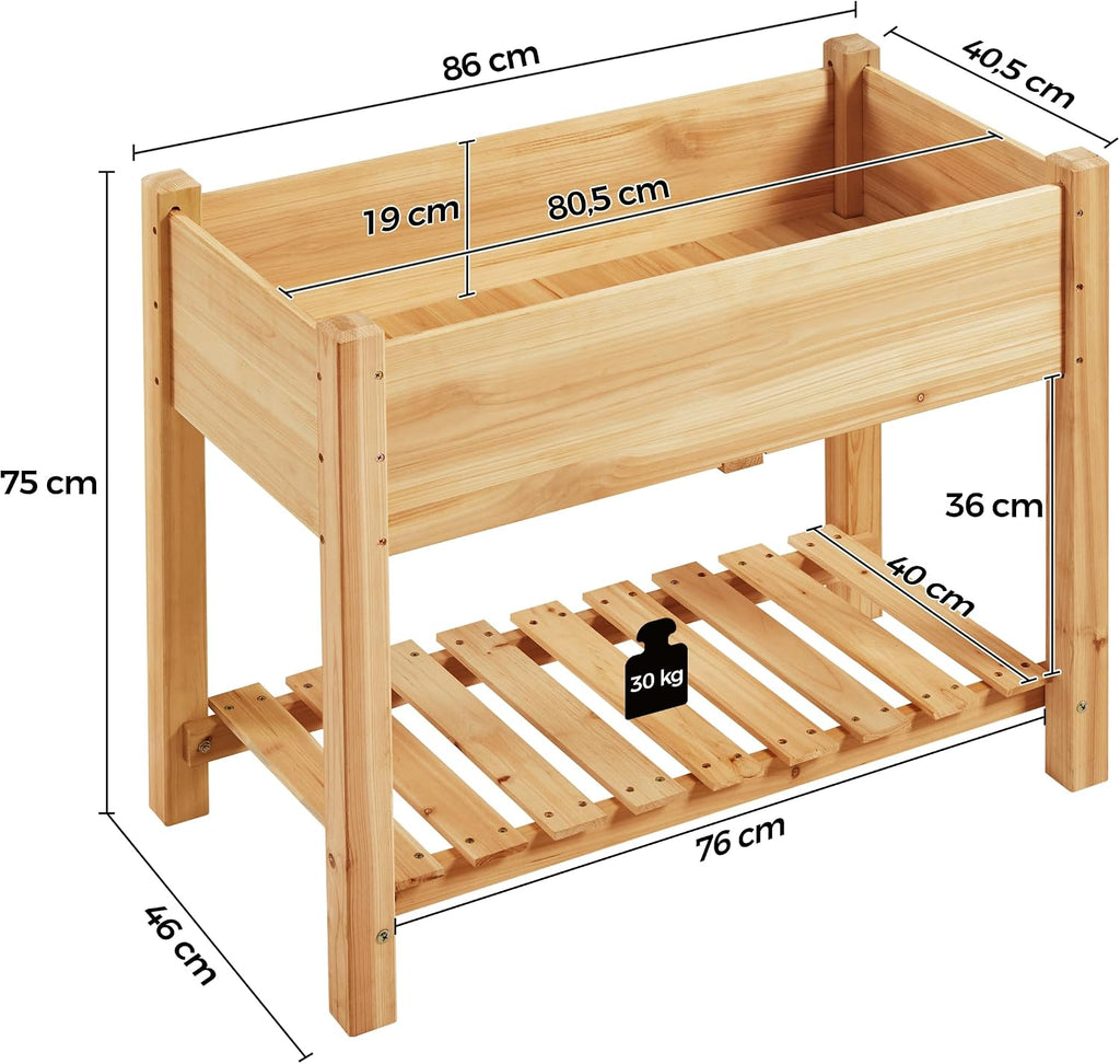 Raised Garden Bed Elevated 2 Tiers Wood Planting Bed Above Ground Planter Box for Vegetables Flowers Plants Yard
