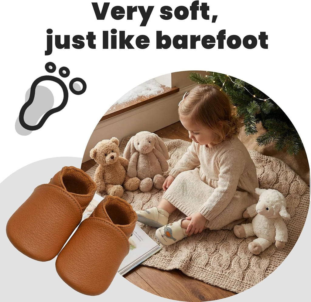 Leather Baby Shoes Soft Sole Baby Moccasins for Boys Girls