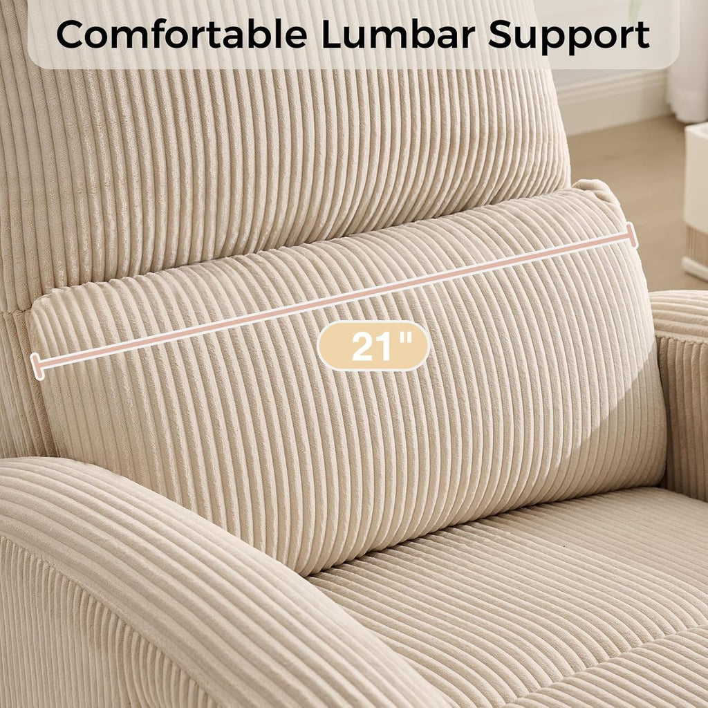 Swivel Rocker Recliner, Manual Glider Recliner Chair with Adjustable Headrest and Lumbar Support, Upholstered Rocking