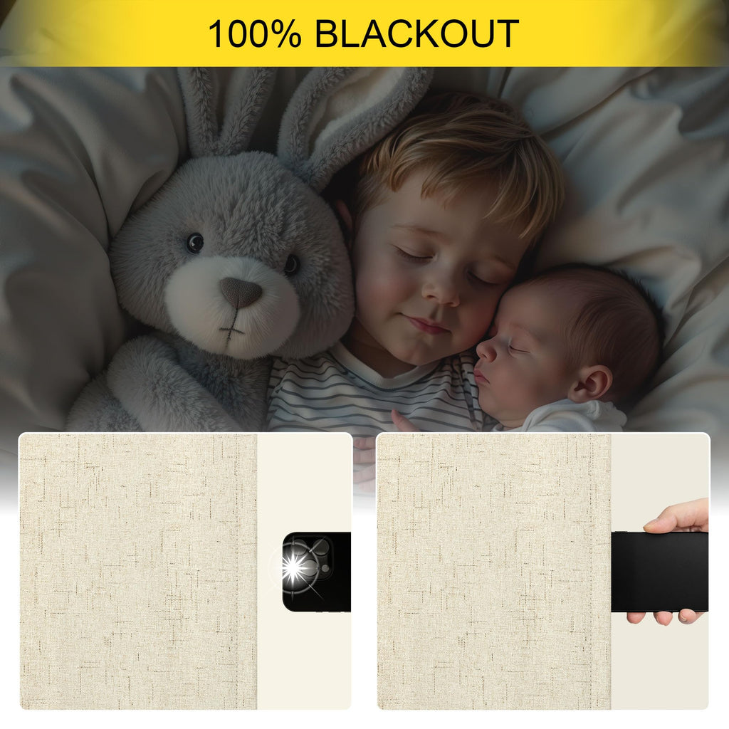 Black Out Burlap Curtains 63 Inch Long Faux Linen Farmhouse Bedroom Blackout Curtain 63 Inches Length 2 Panels Set