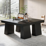 55-Inch Executive Desk, Thick Wood Office Computer Desk with Double Pedestal