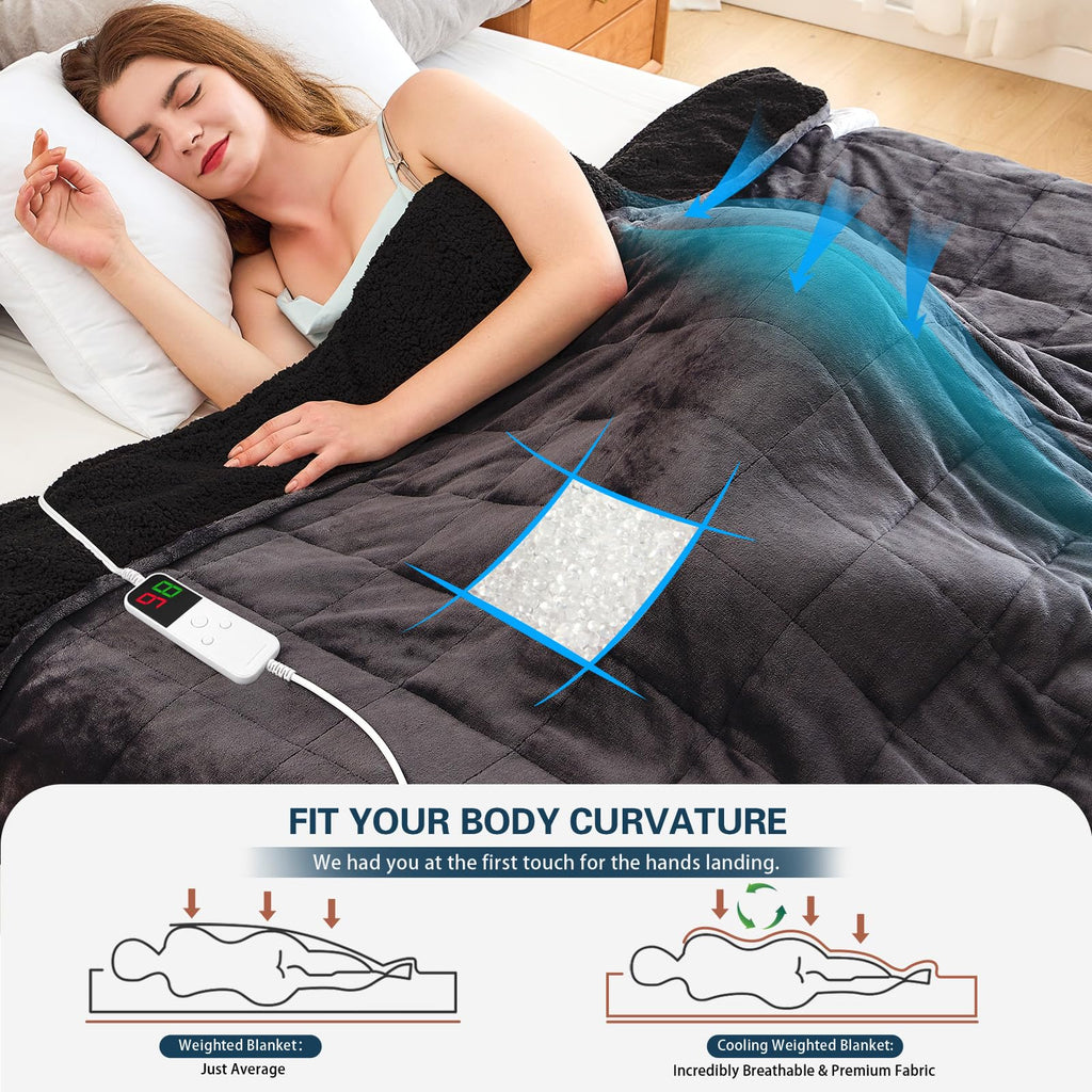 Heated Weighted Blanket for Adults, Heated Blanket, 60" x 80", 20lbs, Grey