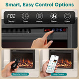 SereneLife Electric Fireplace Insert with Heater | Smart Wi-Fi App Control & Remote | 700W/1500W Adjustable Thermostat