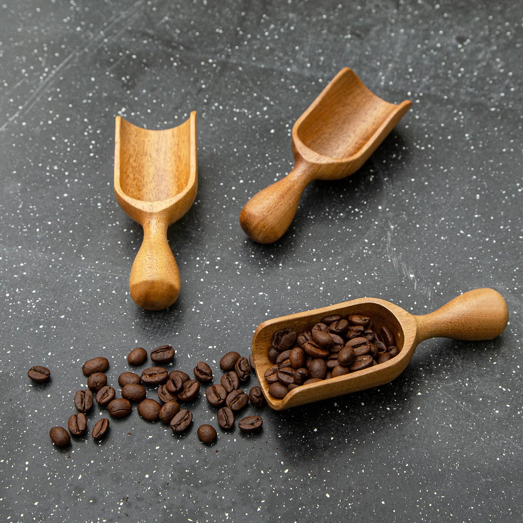 Wooden Scoops for Canisters 2PCS Wooden Scoop for Jars Acacia Small Measuring Spoons for Ground Coffee Scoops Shovel