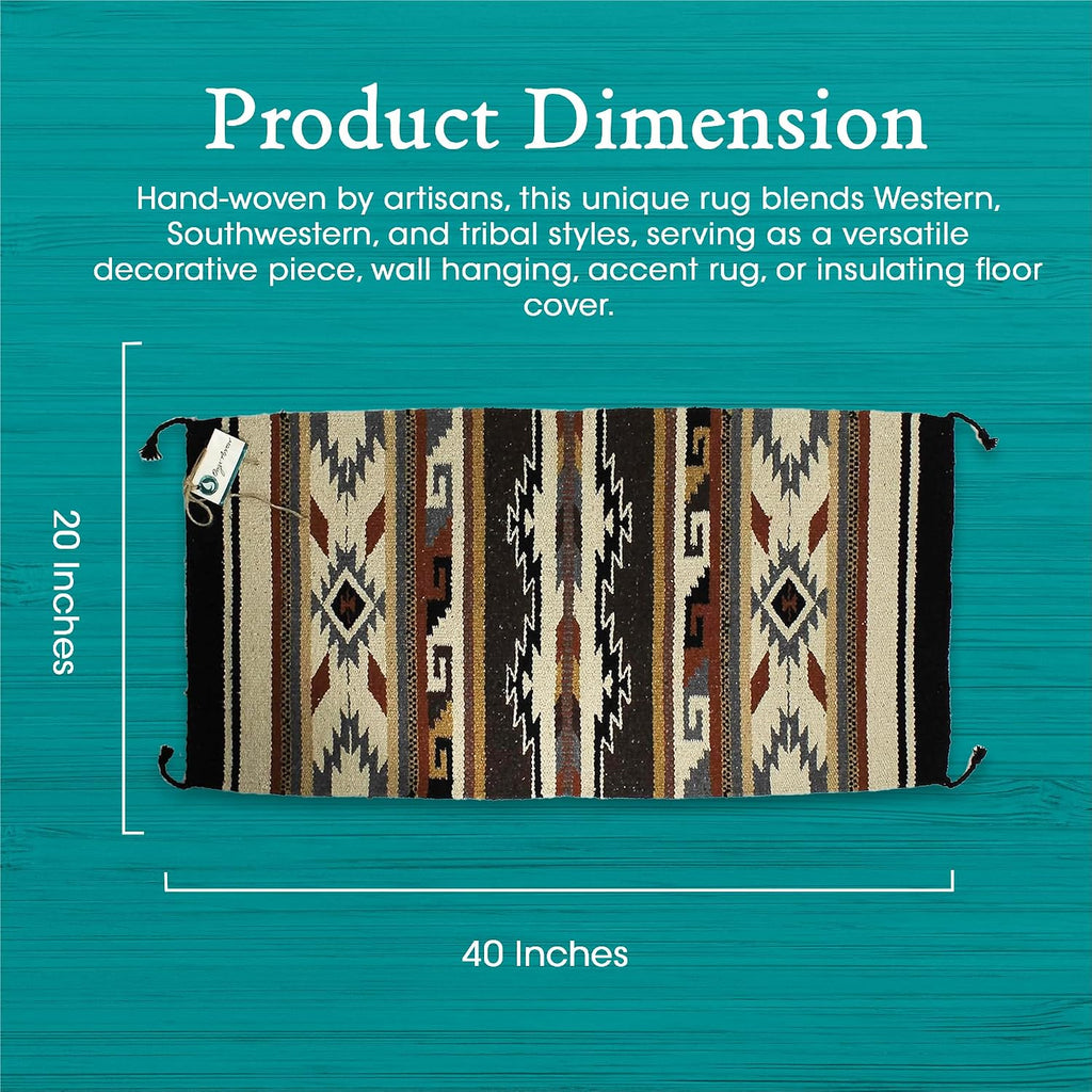 Boho Southwest Area Rug - Durango Pattern - 20x40 Natural/Brown