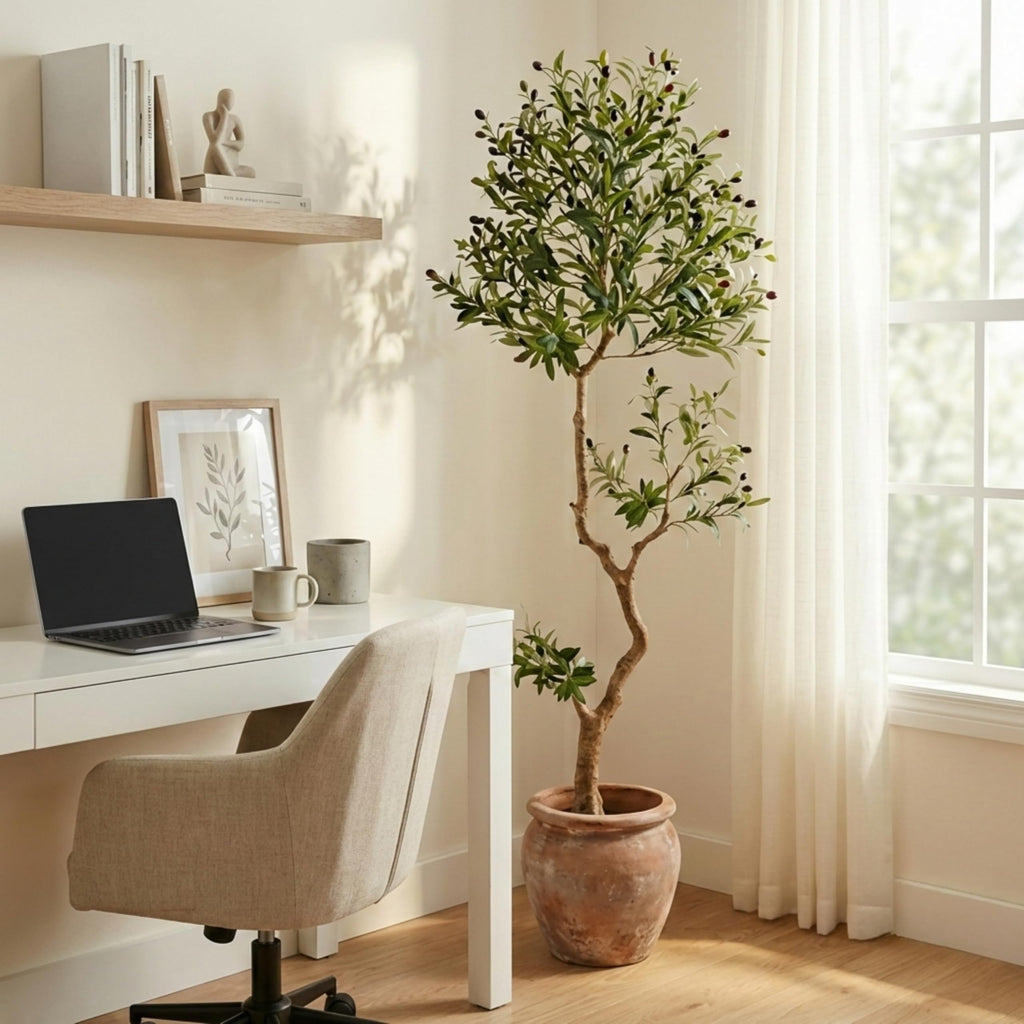Fake Olive Tree 6.0 Feet - Artificial Plants Indoor, Faux Olive Tree, Fake Tree Decor, Faux Trees Indoor - Tall