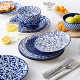 SELENE Plates and Bowls Set for 4, 12 Pieces Dinnerware Sets, Mircowave and Dishwasher Safe Dishes Set