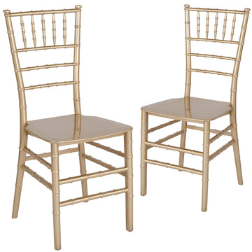 2 Pack Gold Resin Stacking Ballroom Chair
