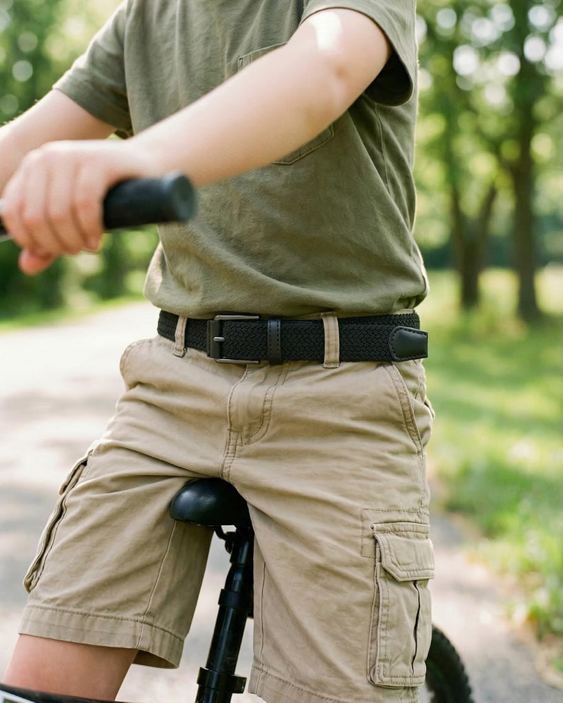 1.25" Boys Elastic Woven Belt Adjustable Kids Braided Belt