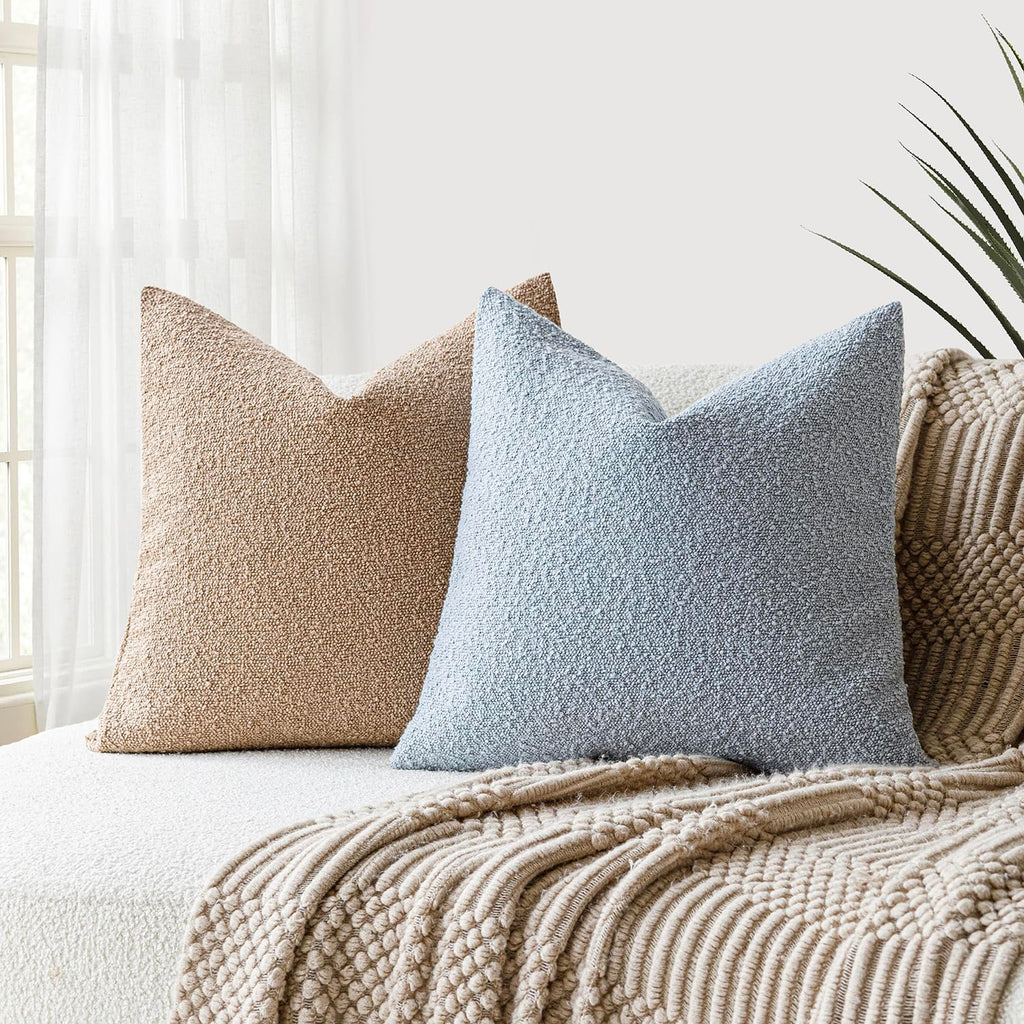 Modern Textured Boucle Throw Pillow Covers Accent Solid Decorative Pillow Cases Cozy Woven Couch Cushion Case for
