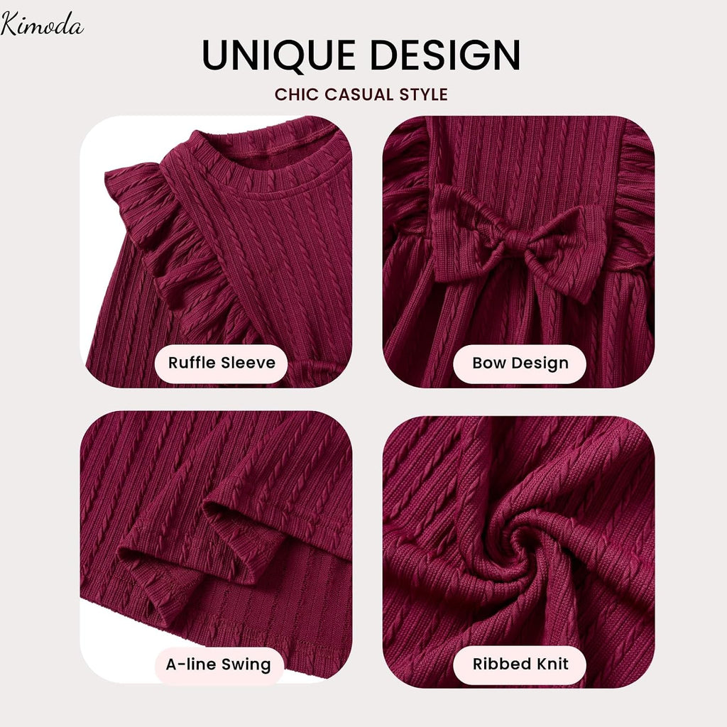 Long Sleeve Ruffle Dresses Knit Fall Winter Dress